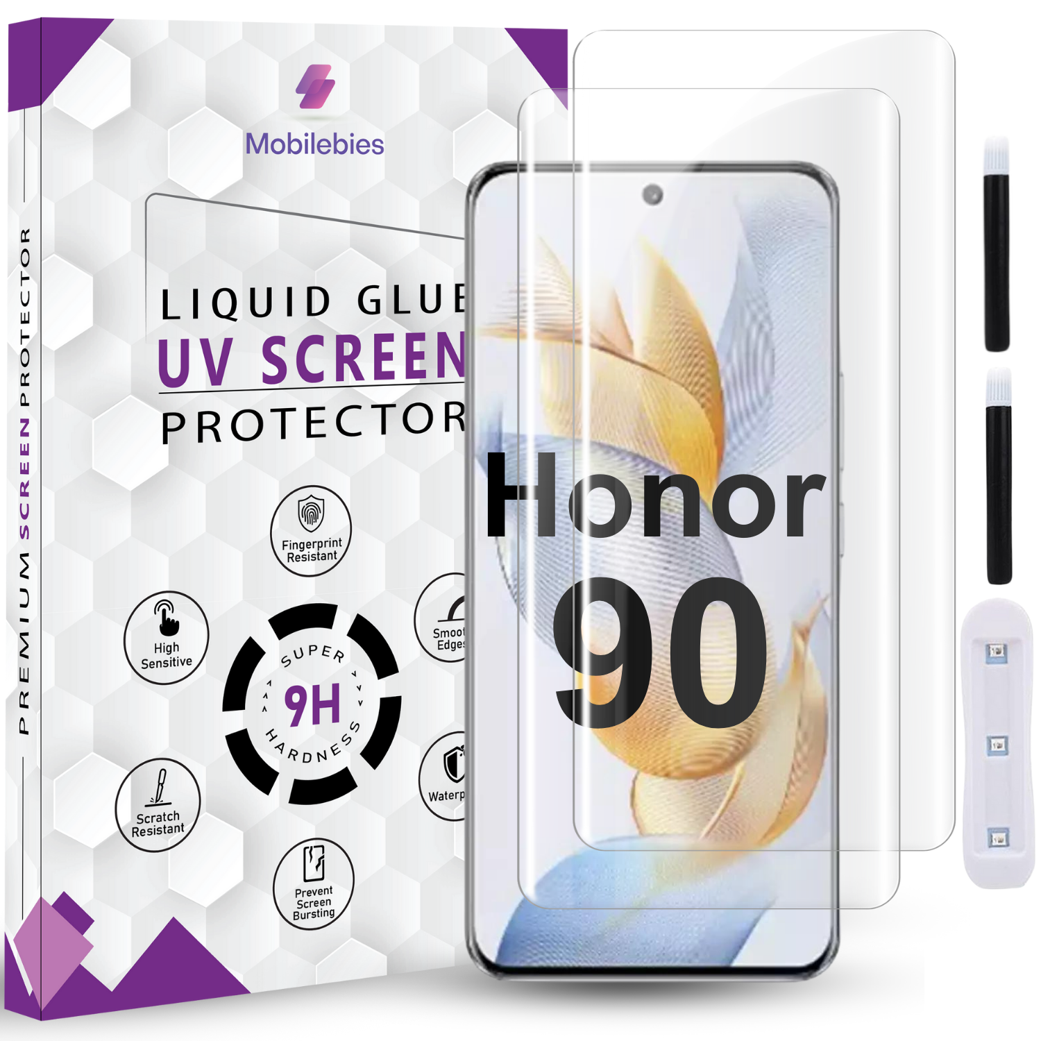 Tempered Glass For Honor 90 Premium HD+ UV Glass Screen Protector Guard Secondary image