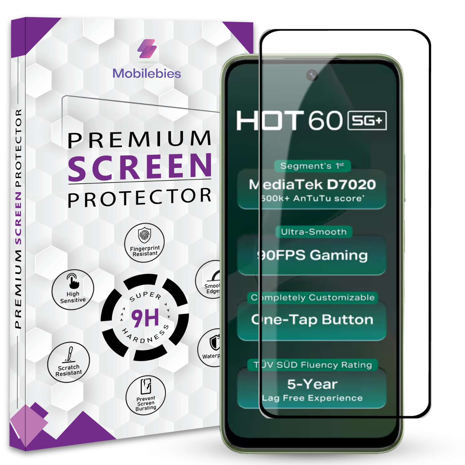 Tempered Glass for infinix Hot 60 Premium Screen Protector Guard Main image
