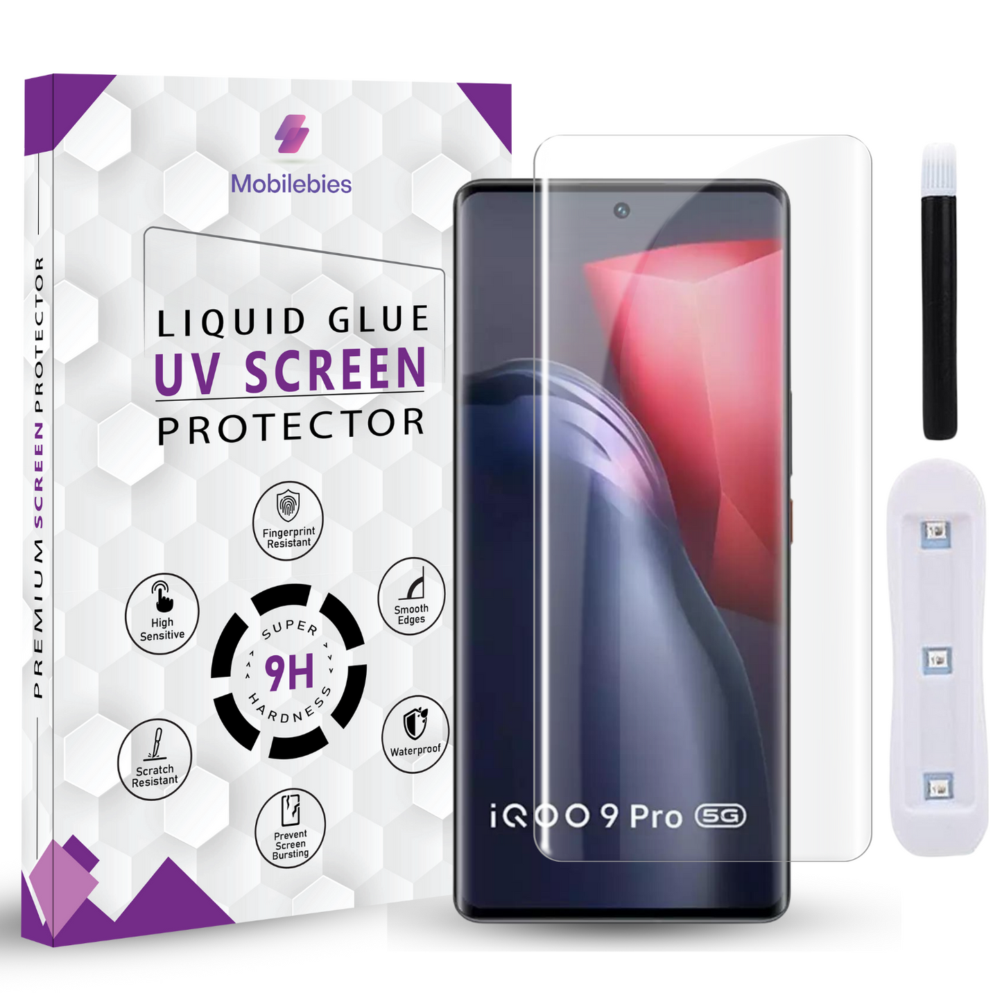 Tempered Glass For IQOO 9 Pro Premium HD+ UV Glass Screen Protector Guard