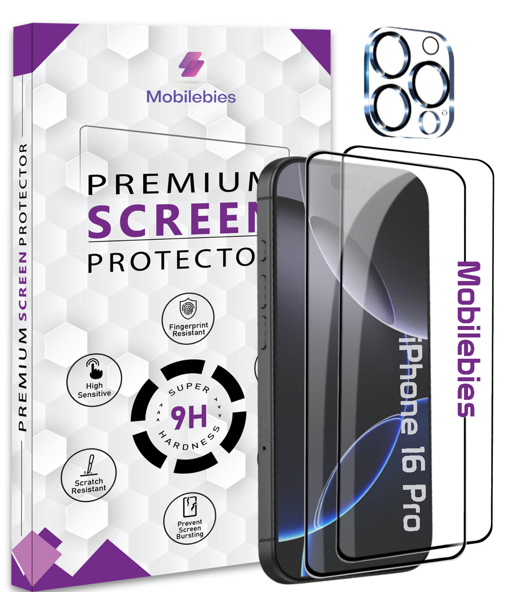 2 Pack Tempered Glass & a Camera protector for iphone 16 Pro Premium Screen Protector Guard & Camera Lenns Protecor