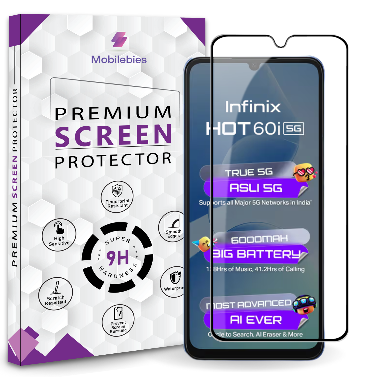 Tempered Glass for infinix Hot 60i 5G Premium Screen Protector Guard Main image