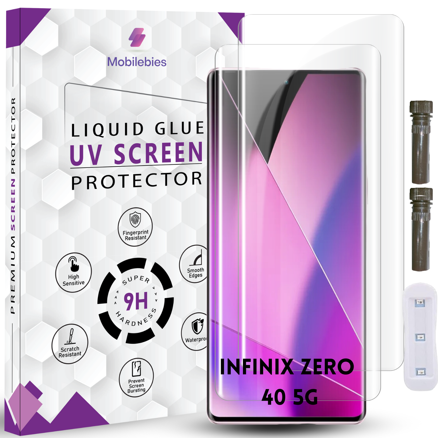Tempered Glass For Infinix Zero 40 Advanced HD+ UV Glass Screen Protector Guard Secondary image