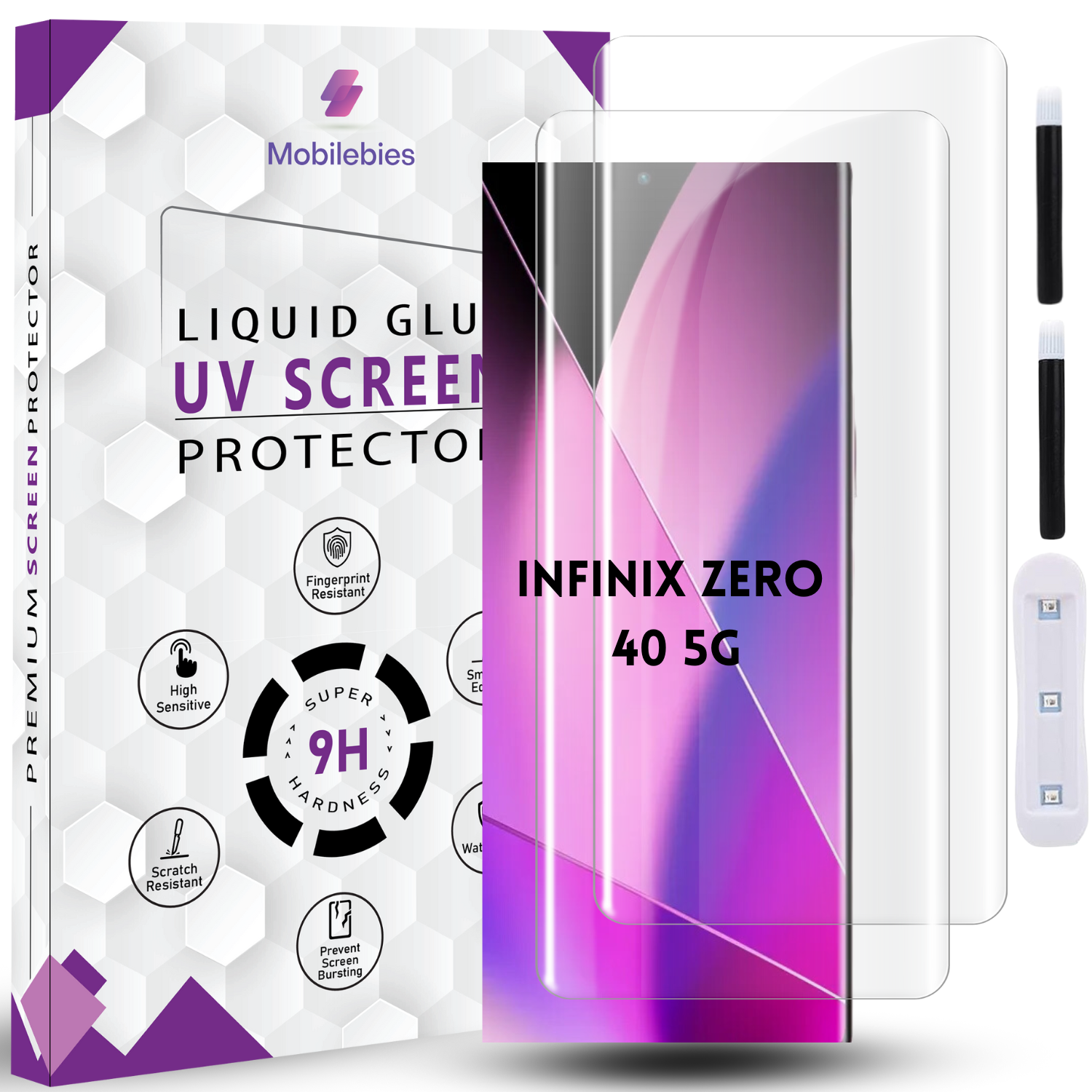 Tempered Glass For Infinix Zero 40 Premium HD+ UV Glass Screen Protector Guard Secondary image
