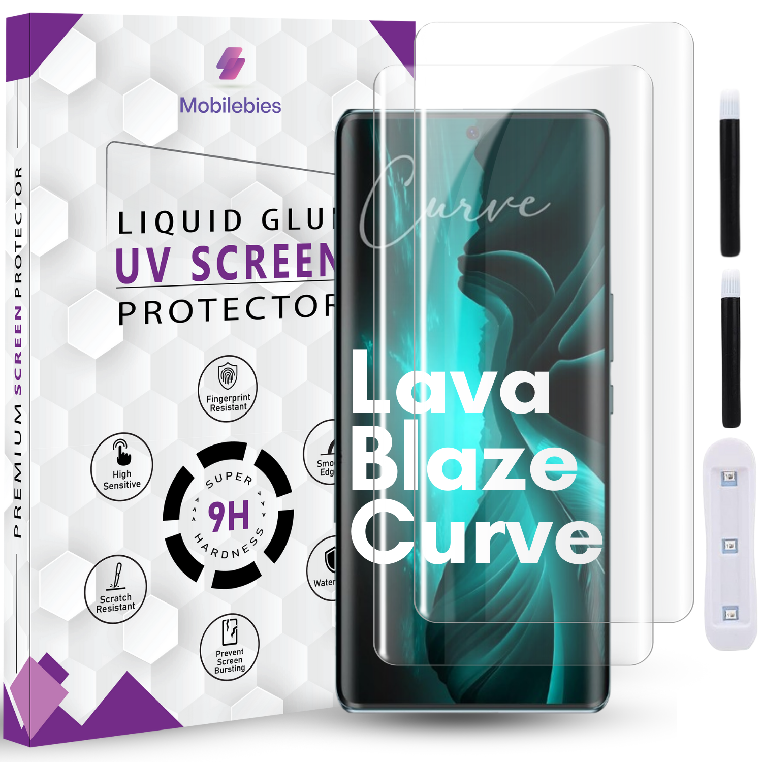 Tempered Glass For Lava Blaze Curve Premium HD+ UV Glass Screen Protector Guard Secondary image