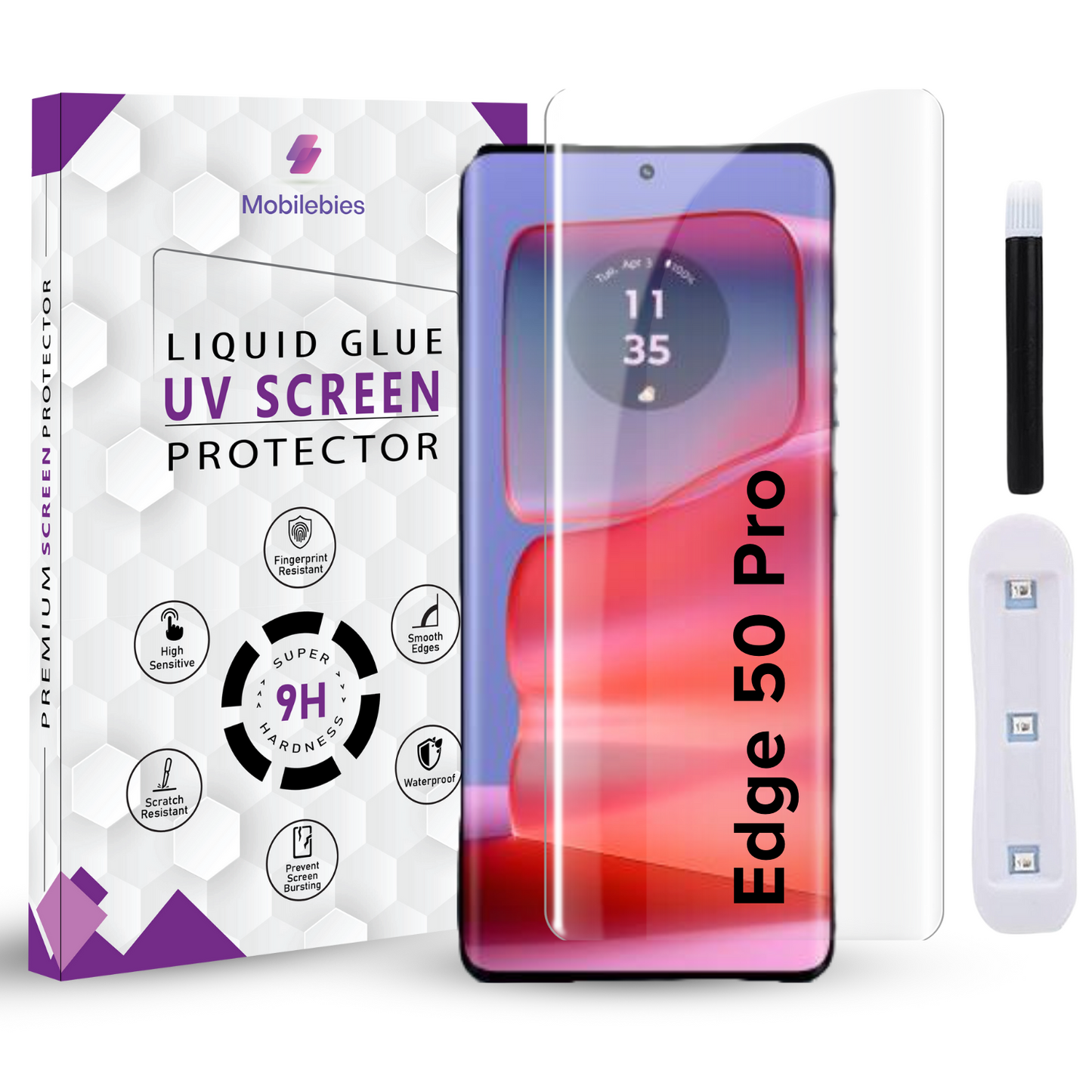 Tempered Glass For Motorola Edge 50 Pro Premium HD+ UV Glass Screen Protector Guard