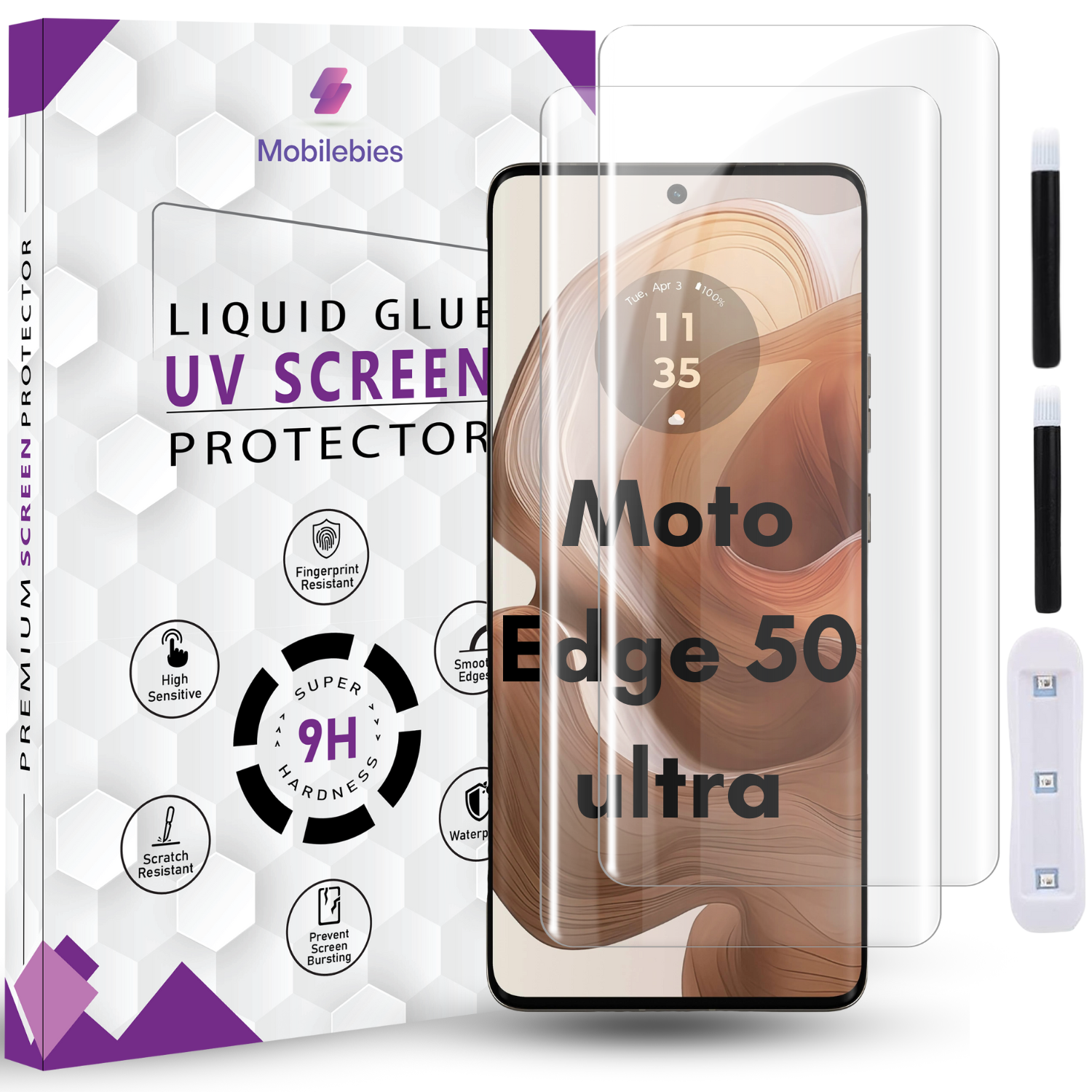 Tempered Glass For Motorola Edge 50 Ultra Premium HD+ UV Glass Screen Protector Guard Secondary image