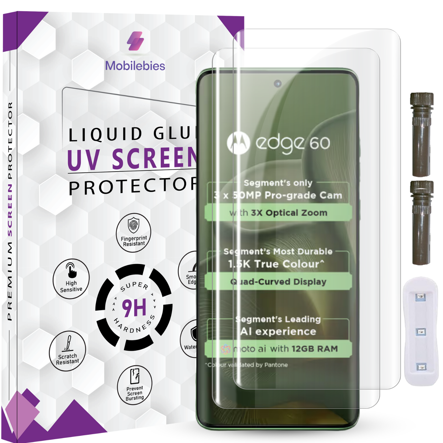 Tempered Glass For Motorola Edge 60 Advanced HD+ UV Glass Screen Protector Guard