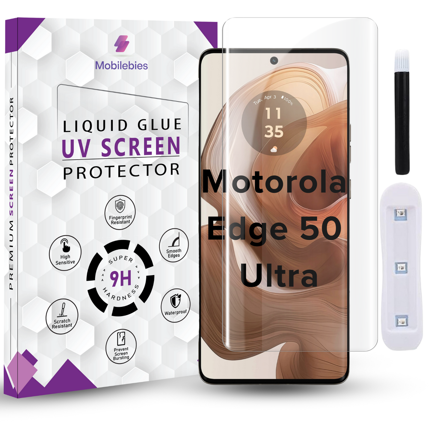 Tempered Glass For Motorola Edge 50 Ultra Premium HD+ UV Glass Screen Protector Guard