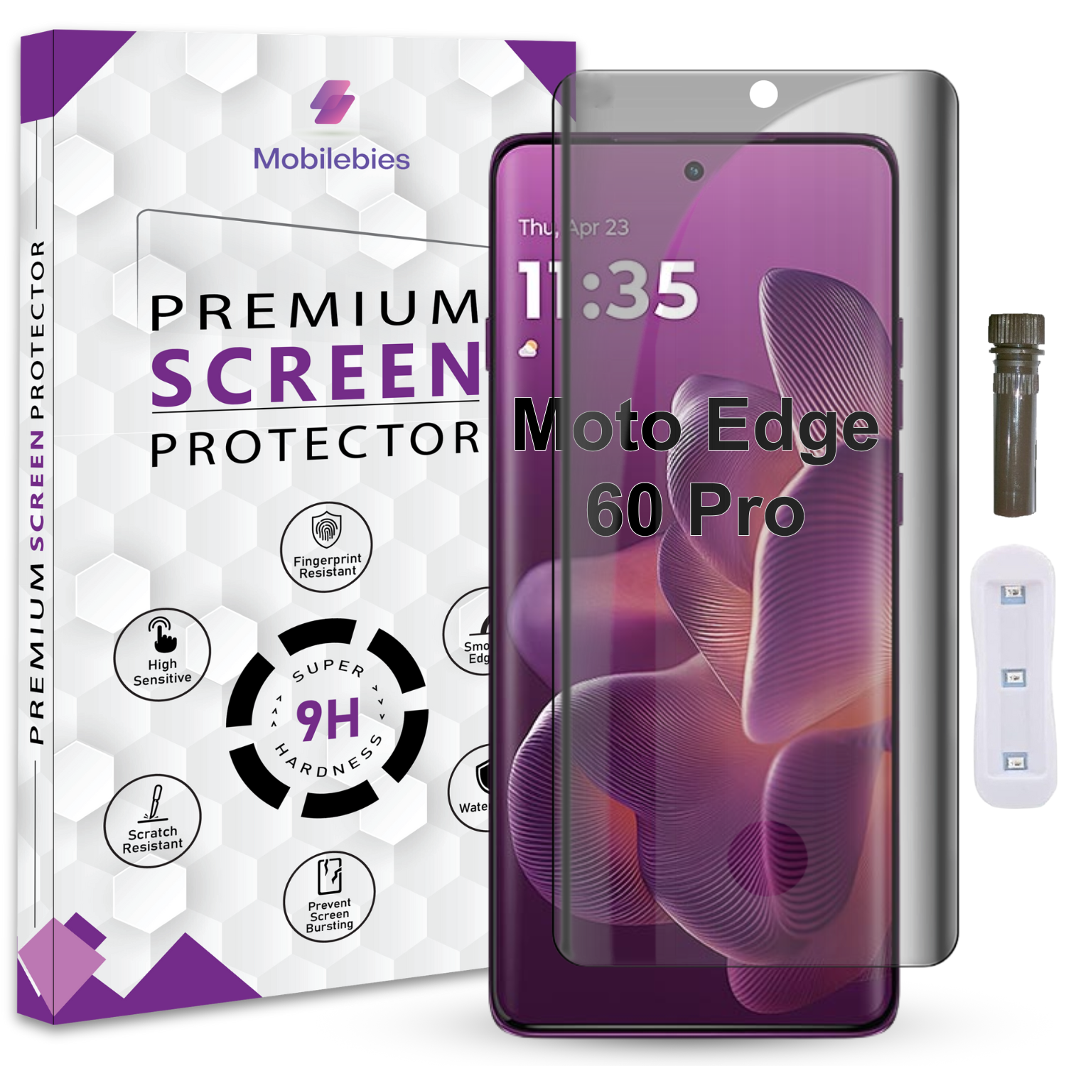 Mobilebies Motorola Edge 60 Pro Advanced HD+ UV Privacy Tempered Glass Screen Protector Guard Main image