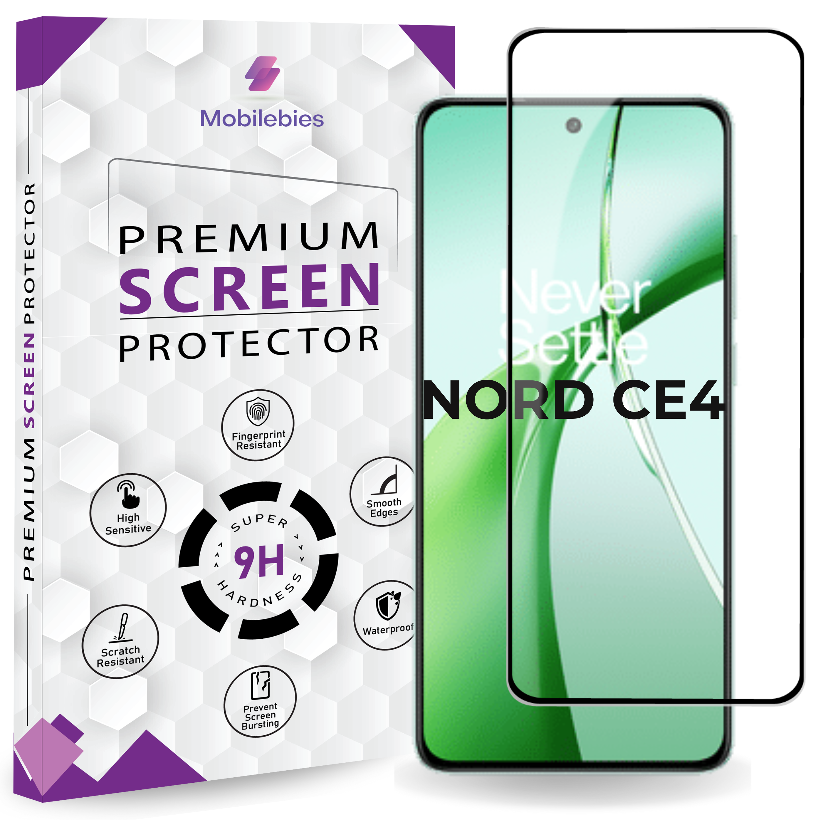 Mobilebies® Premium Tempered Glass Screen Protector Guard For OnePlus Nord CE 4 5G (6.7 Inch , Pack of 1) | Edge to Edge Coverage With Easy to installation kit Main image