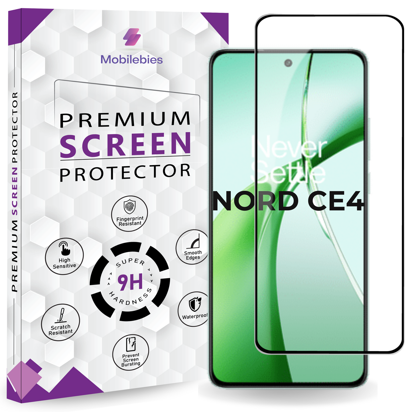 Mobilebies® Premium Tempered Glass Screen Protector Guard For OnePlus Nord CE 4 5G (6.7 Inch , Pack of 1) | Edge to Edge Coverage With Easy to installation kit