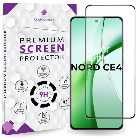 Mobilebies® Premium Tempered Glass Screen Protector Guard For OnePlus Nord CE 4 5G (6.7 Inch , Pack of 1) | Edge to Edge Coverage With Easy to installation kit