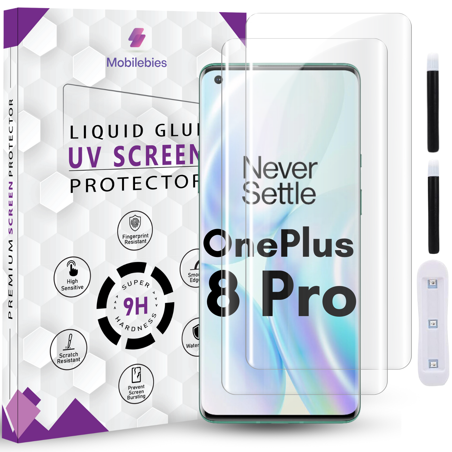 Tempered Glass For Oneplus 8 Pro Premium HD+ UV Glass Screen Protector Guard Secondary image