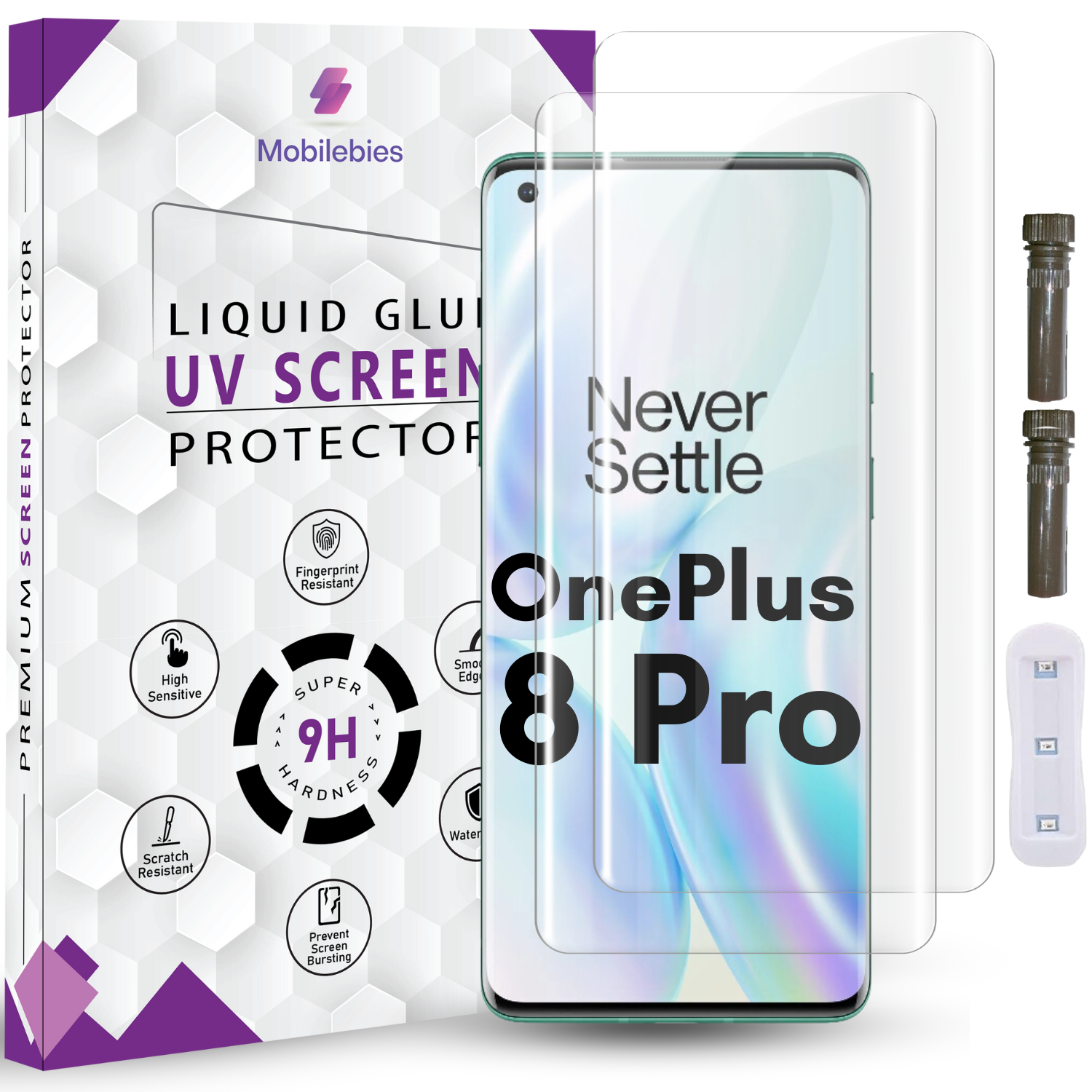 Tempered Glass For Oneplus 8 Pro Advanced HD+ UV Glass Screen Protector Guard Secondary image