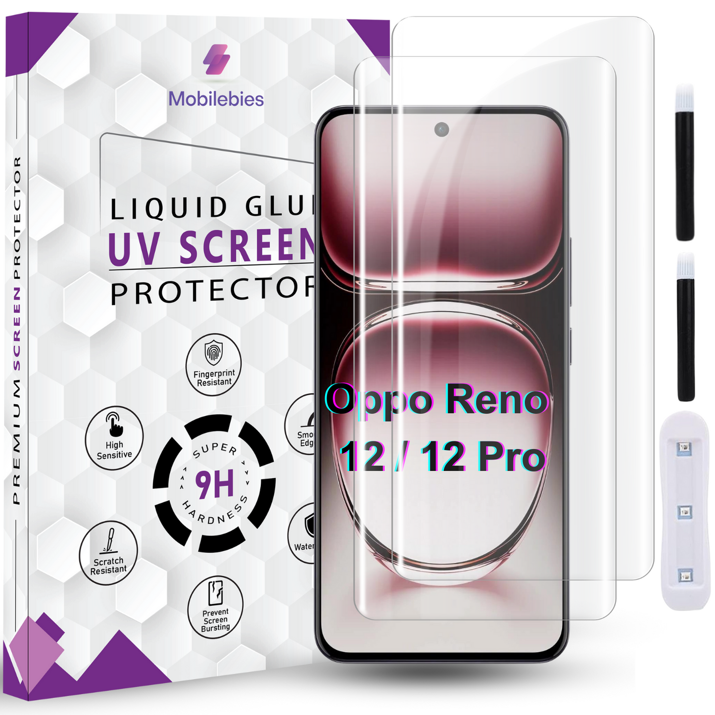 Premium HD+ UV Tempered Glass Screen Protector For Oppo Reno 12 / Oppo Reno 12 Pro (6.7 Inch, Pack of 1) Curved Screen Guard, HD Clarity with installation kit & Guide