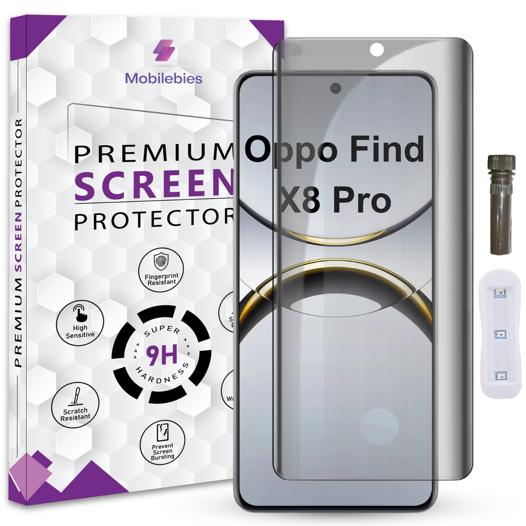 Mobilebies Oppo Find X8 Pro Advanced HD+ UV Privacy Tempered Glass Screen Protector Guard
