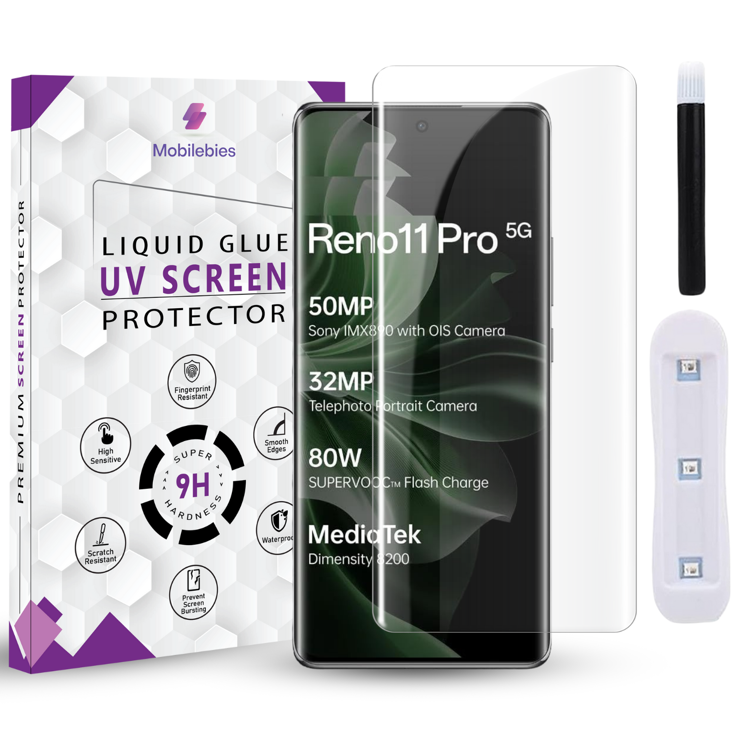 Tempered Glass For Oppo Reno 11 Premium HD+ UV Glass Screen Protector Guard Main image