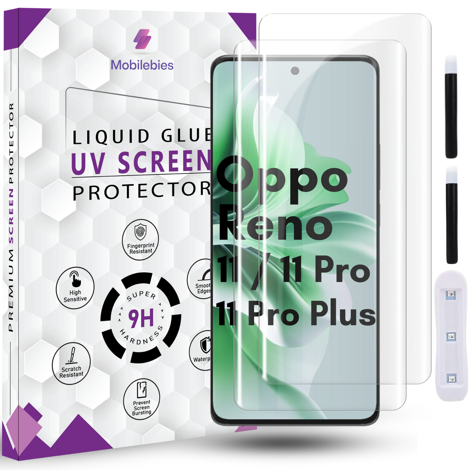 Tempered Glass For Oppo Reno 11 Premium HD+ UV Glass Screen Protector Guard Secondary image