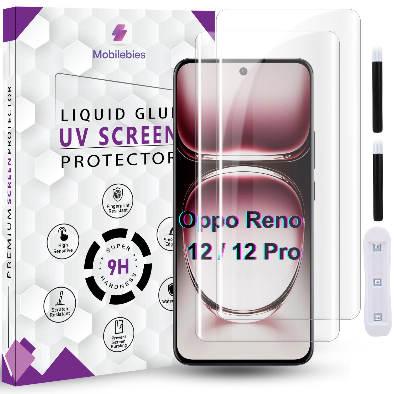 Tempered Glass For Oppo Reno 12 Premium HD+ UV Glass Screen Protector Guard Secondary image