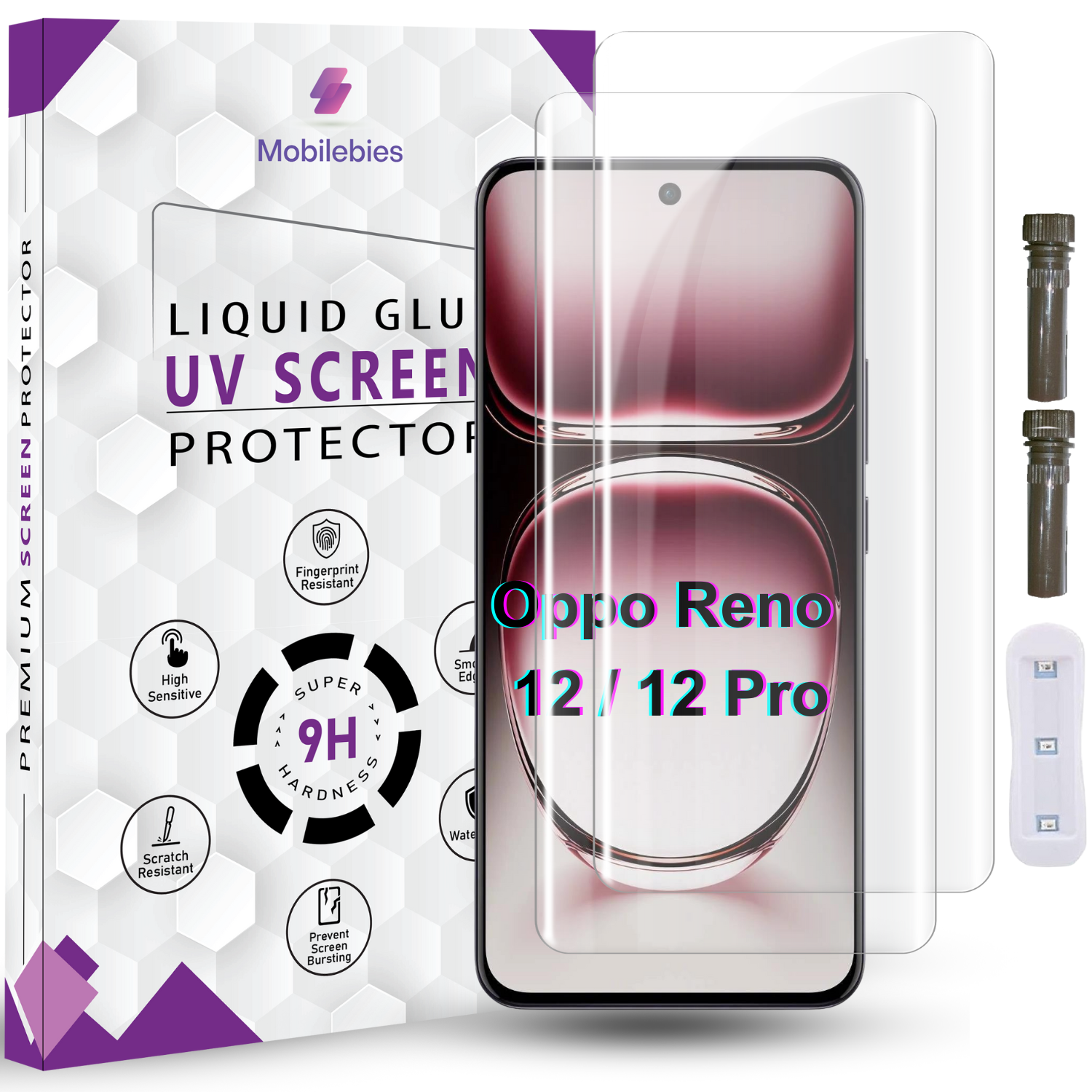 Tempered Glass For Oppo Reno 12 Advanced HD+ UV Glass Screen Protector Guard Secondary image