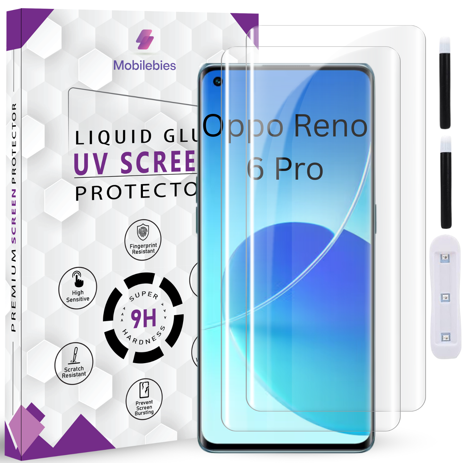 Tempered Glass For Oppo Reno 6 Pro Premium HD+ UV Glass Screen Protector Guard Secondary image