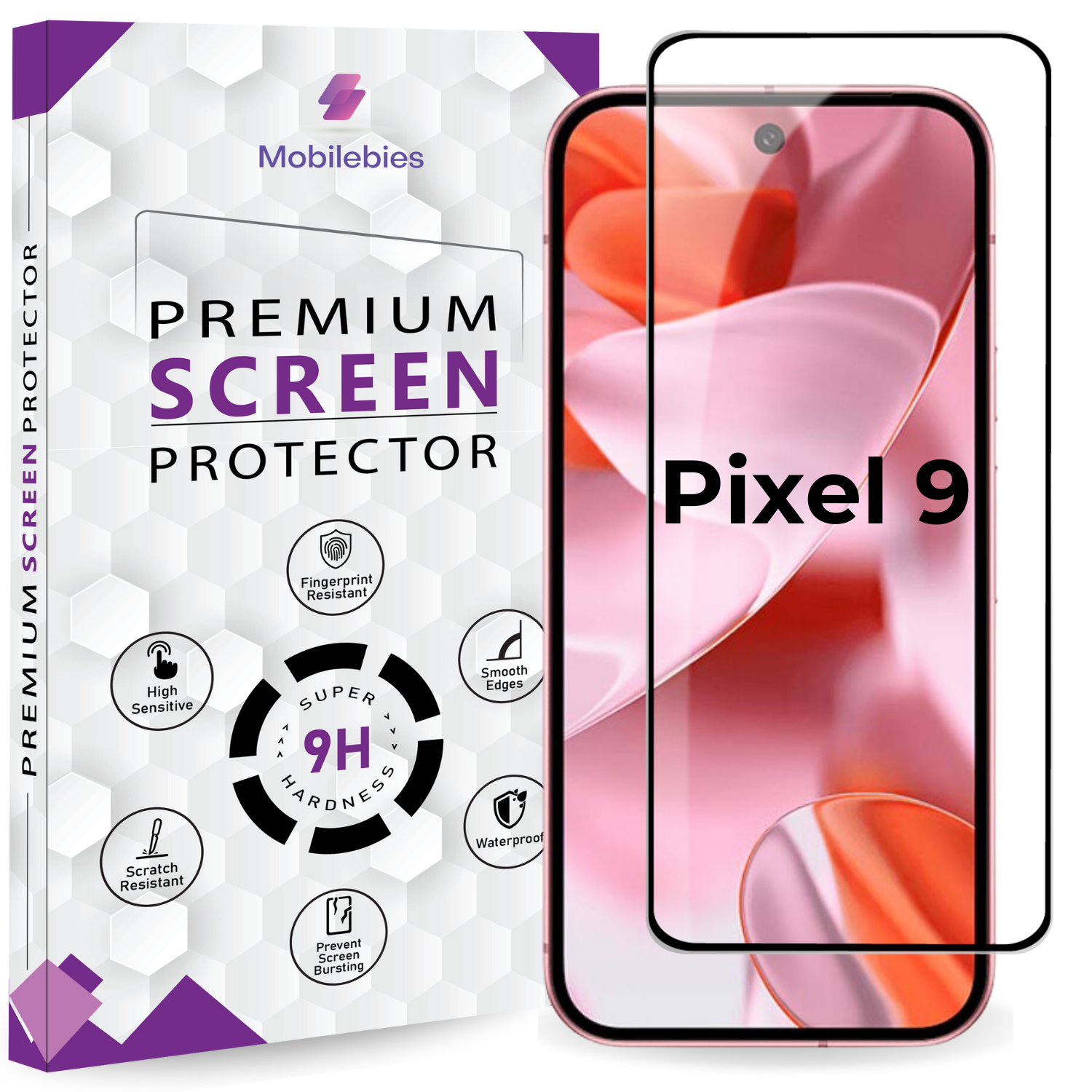Google Pixel 9 / Google Pixel 9 Pro Full Glue Screen Protector Tempered Glass Main image