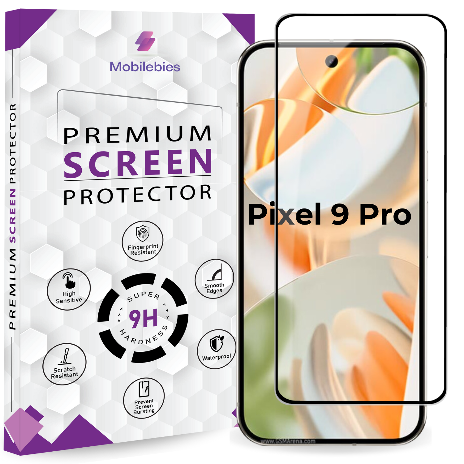 Google Pixel 9 / Google Pixel 9 Pro Full Glue Screen Protector Tempered Glass Secondary image