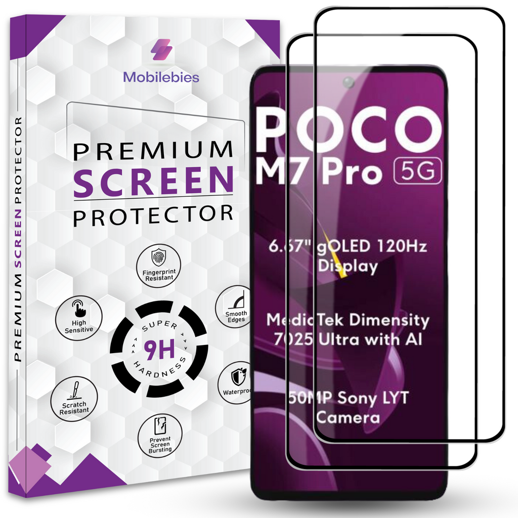 Tempered Glass for Poco M7 Pro Premium Screen Protector Guard