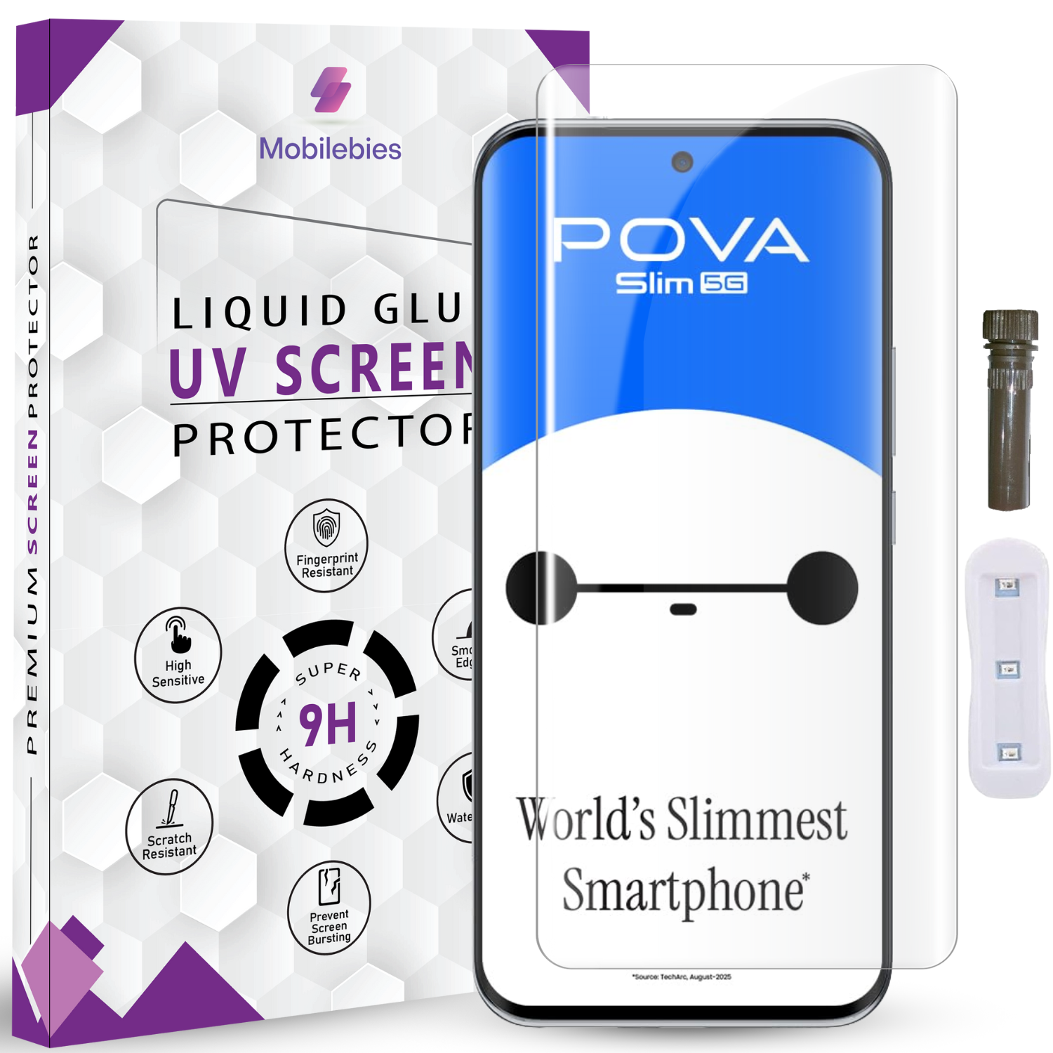 Tempered Glass For Tecno Pova Slim Advanced HD+ UV Glass Screen Protector Guard