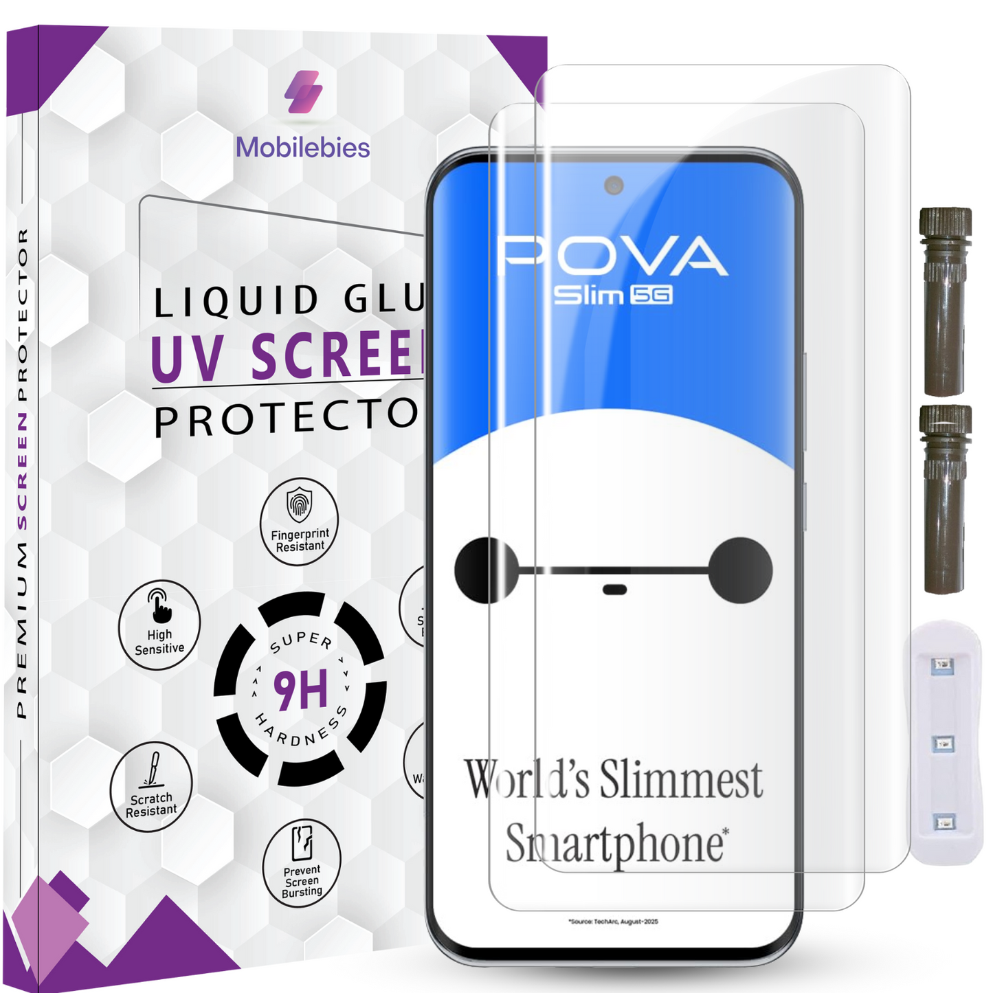 Tempered Glass For Tecno Pova Slim Advanced HD+ UV Glass Screen Protector Guard