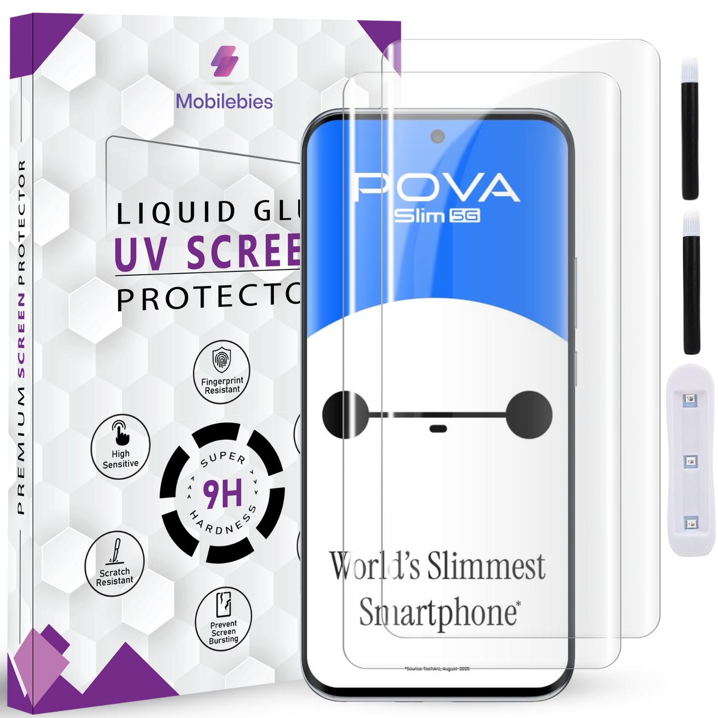 Tempered Glass For Tecno Pova Slim Premium HD+ UV Glass Screen Protector Guard