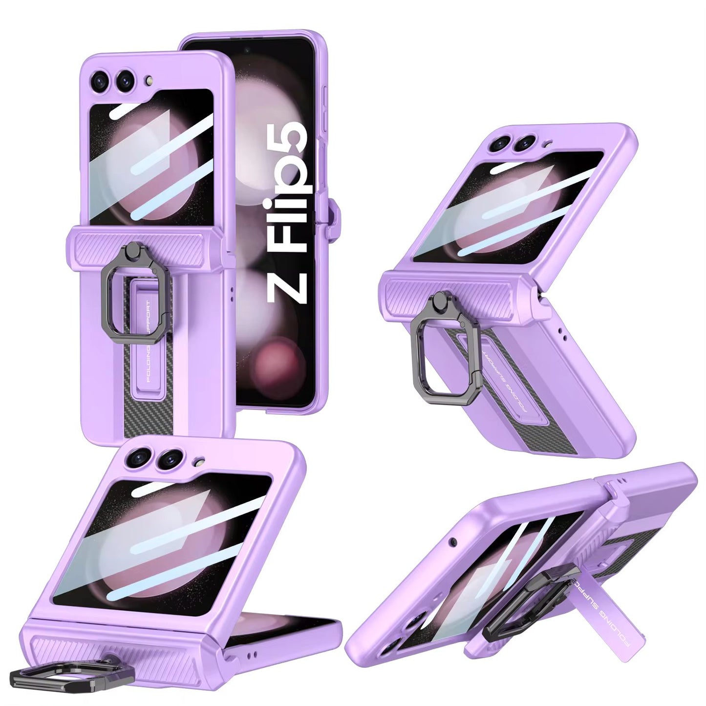 Magnetic Hinge Ring Stand Armor Case For Samsung Galaxy Z Flip 6