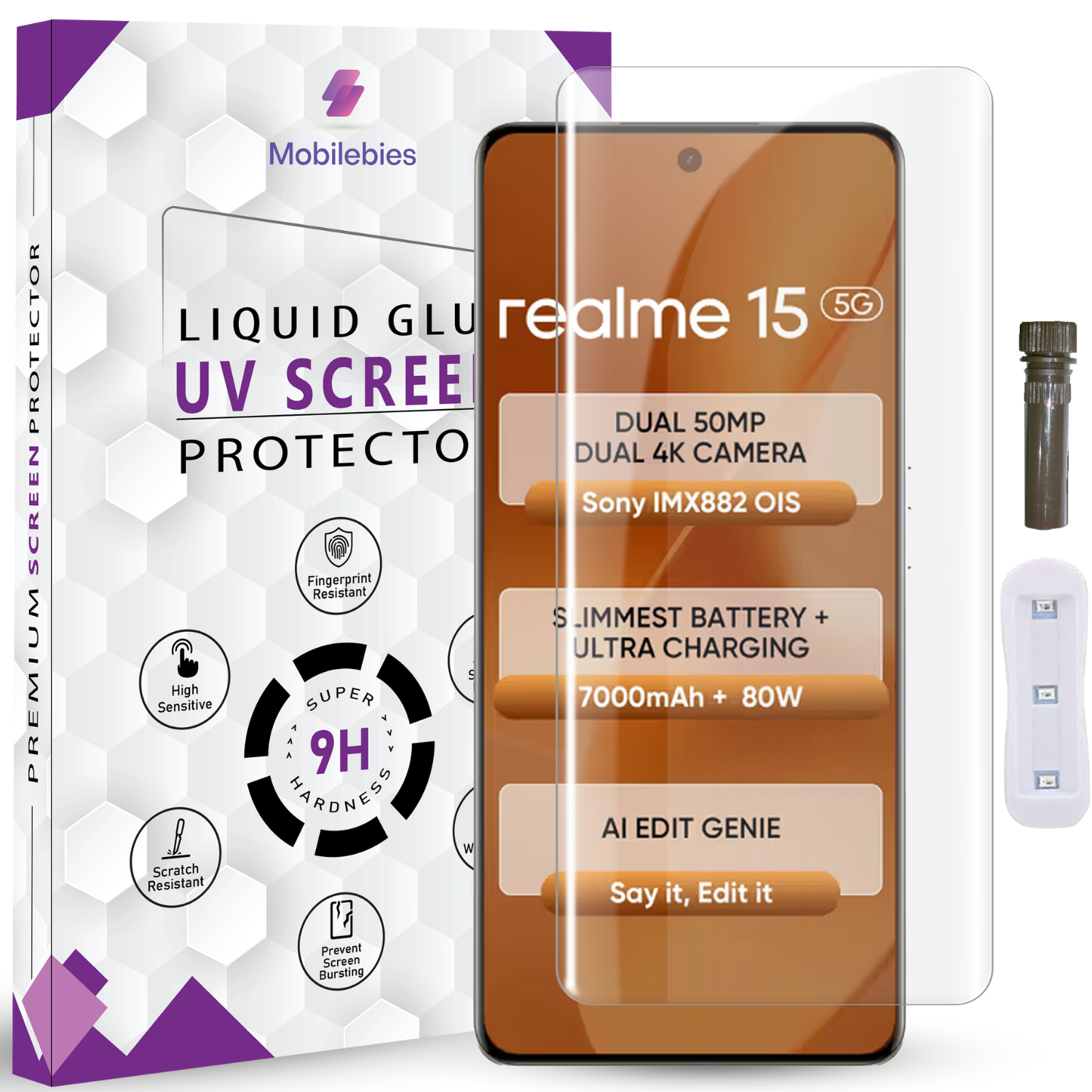 Tempered Glass For Realme 15 Advanced HD+ UV Glass Screen Protector Guard Main image
