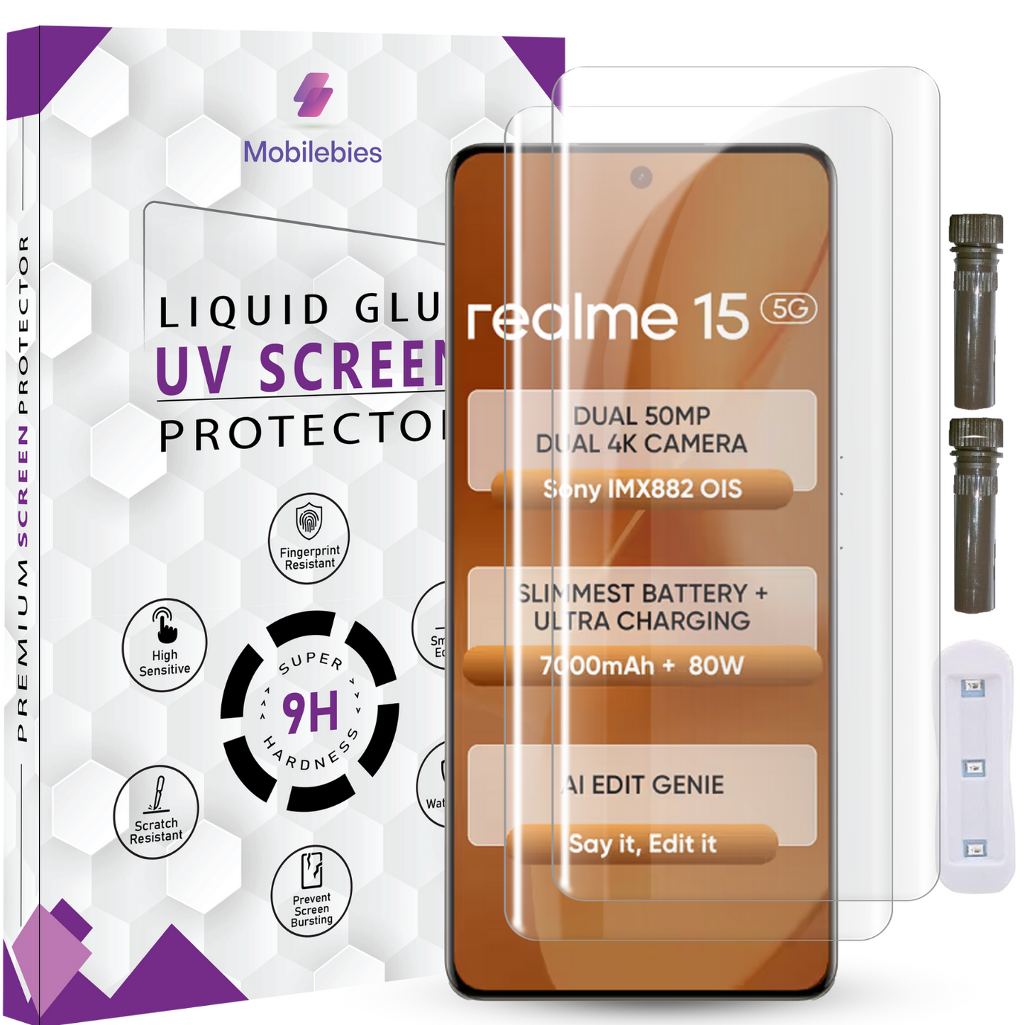 Tempered Glass For Realme 15 Advanced HD+ UV Glass Screen Protector Guard