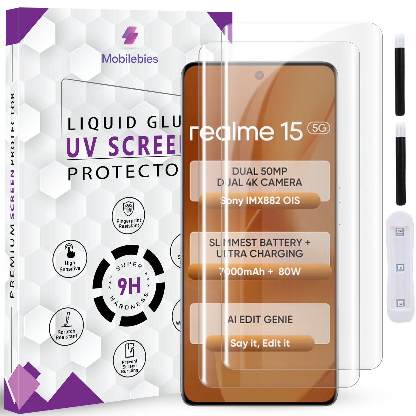 Tempered Glass For Realme 15 Premium HD+ UV Glass Screen Protector Guard