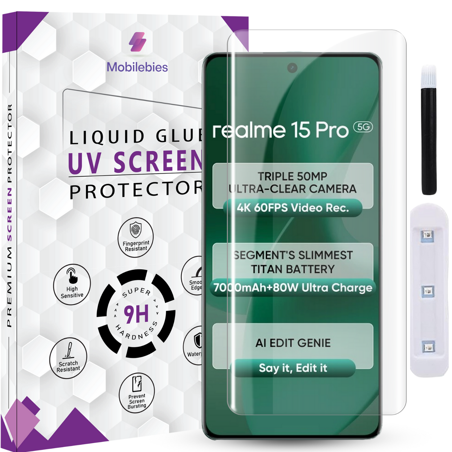 Tempered Glass For Realme 15 Pro Premium HD+ UV Glass Screen Protector Guard