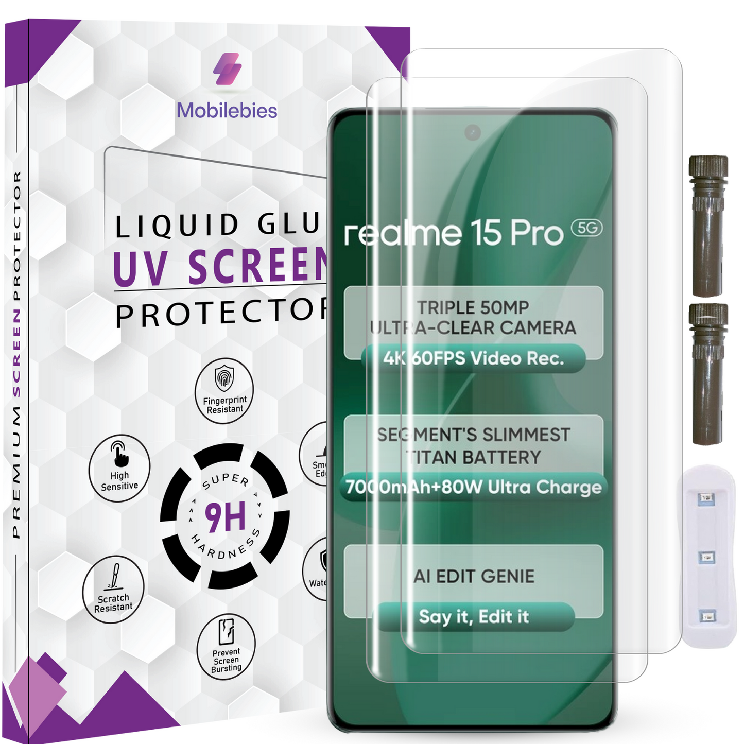 Tempered Glass For Realme 15 Pro Advanced HD+ UV Glass Screen Protector Guard