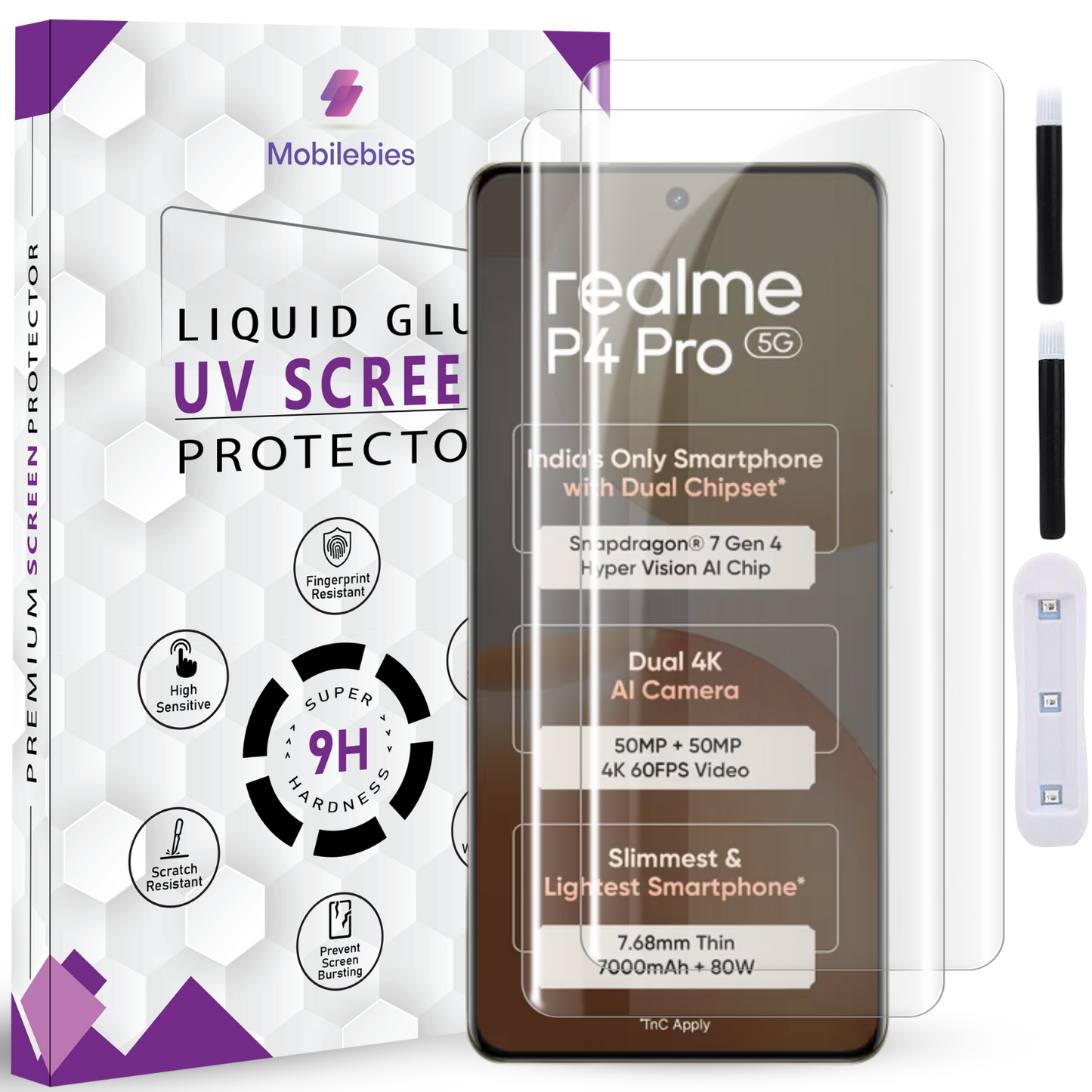 Tempered Glass For Realme P4 Pro 5G Premium HD+ UV Glass Screen Protector Guard