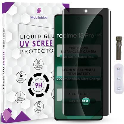 Mobilebies Realme 15 Pro Advanced HD+ UV Privacy Tempered Glass Screen Protector Guard