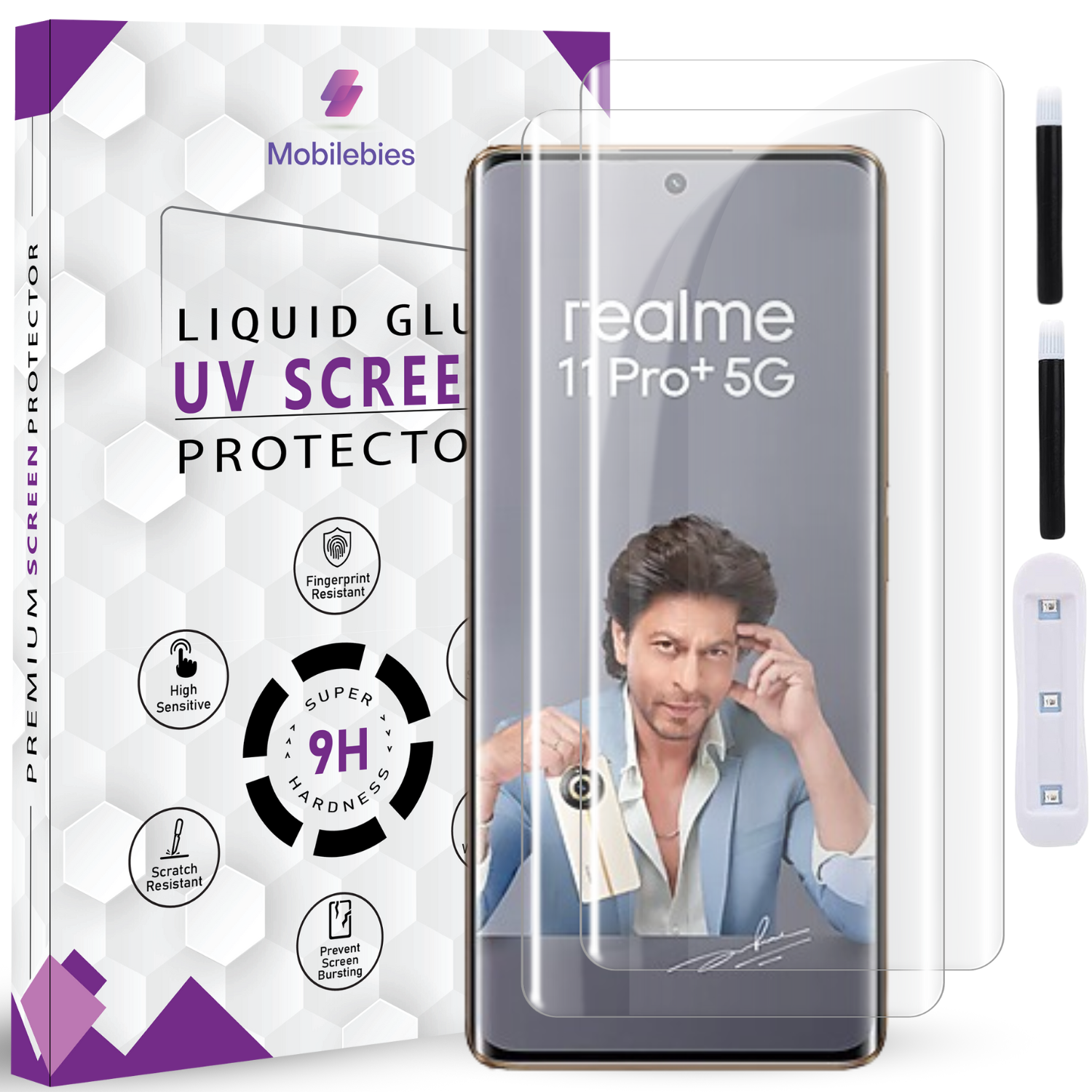 Tempered Glass For Realme 11 Pro Plus Premium HD+ UV Glass Screen Protector Guard Secondary image