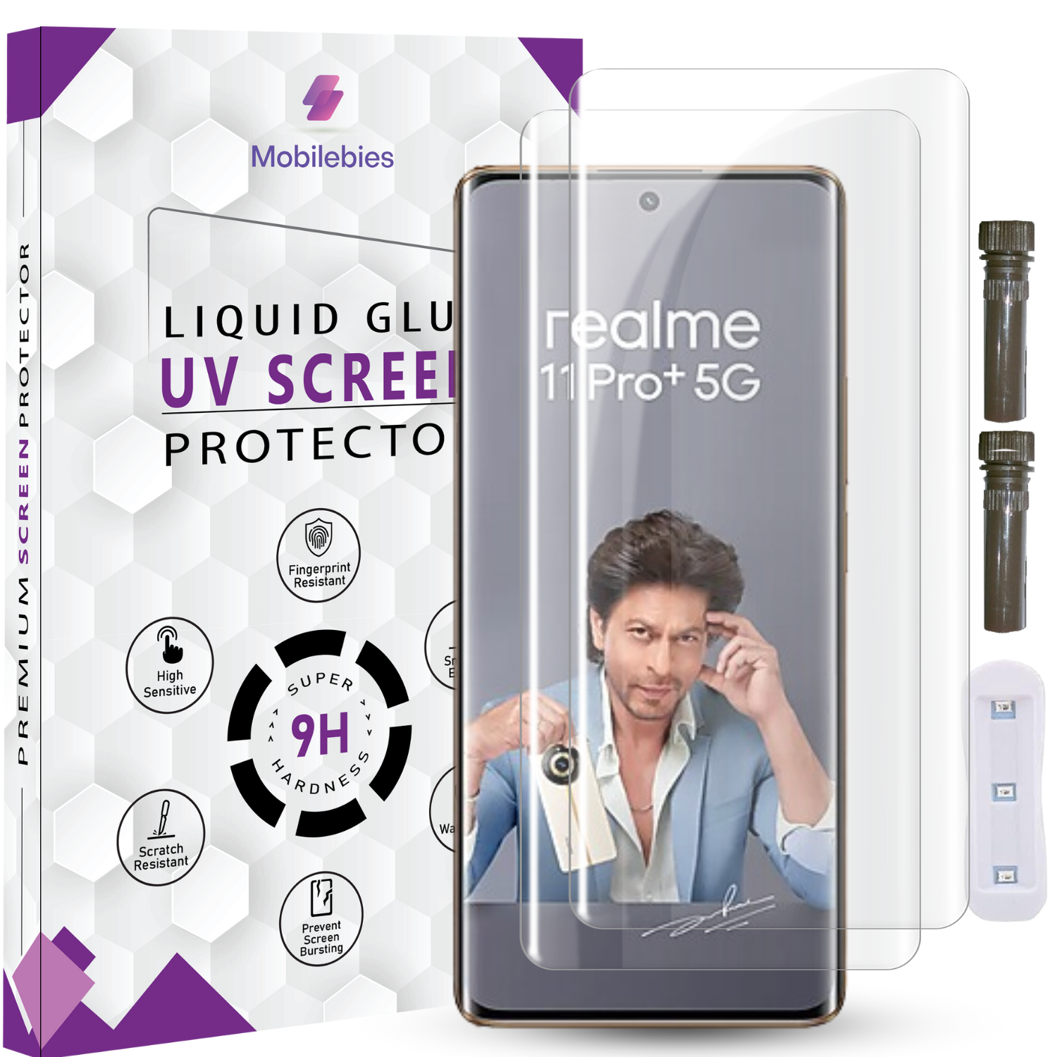 Tempered Glass For Realme 11 Pro Plus Advanced HD+ UV Glass Screen Protector Guard Secondary image
