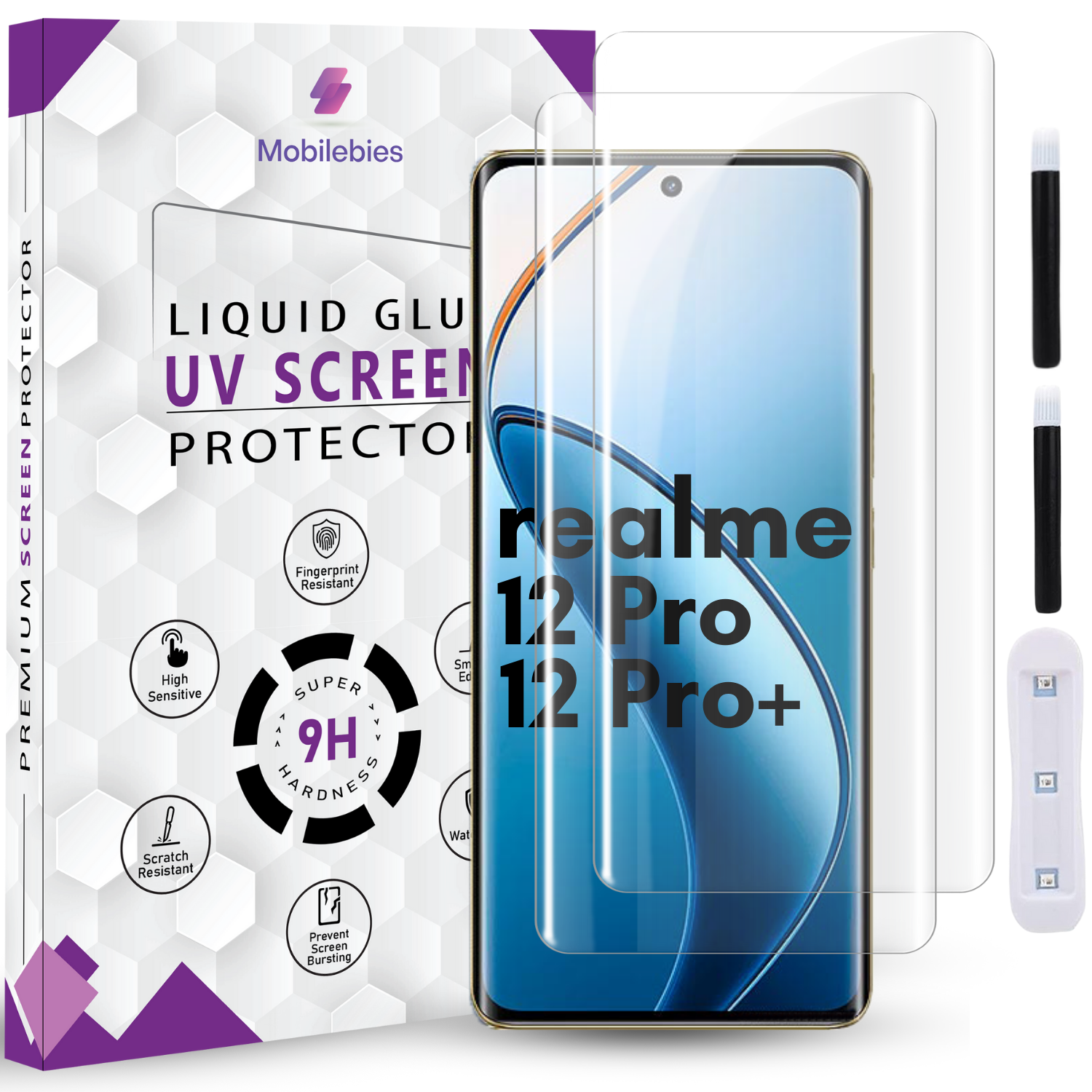 Tempered Glass For Realme 12 Pro Premium HD+ UV Glass Screen Protector Guard Secondary image