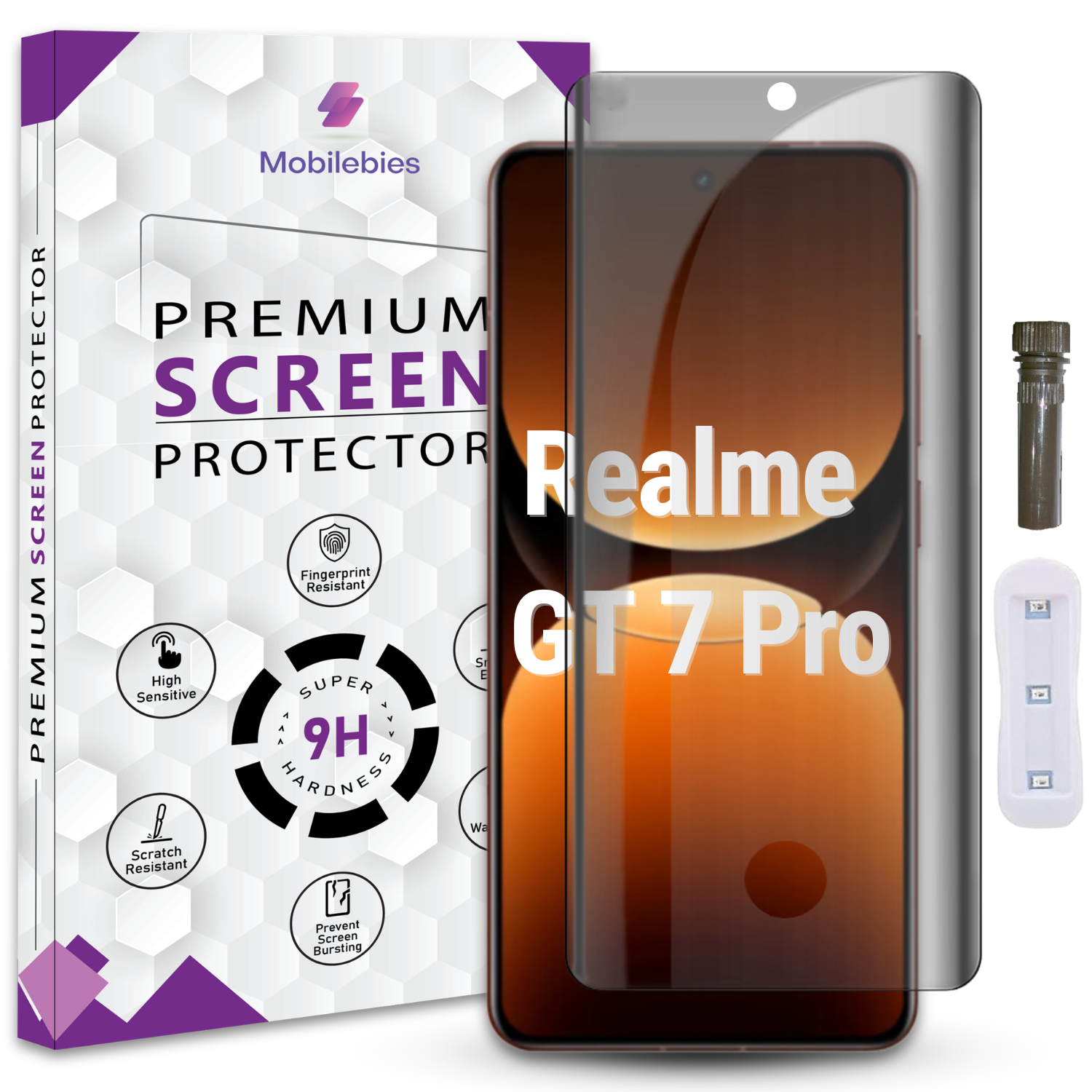 Mobilebies Realme GT 7 Pro Advanced HD+ UV Privacy Tempered Glass Screen Protector Guard Main image