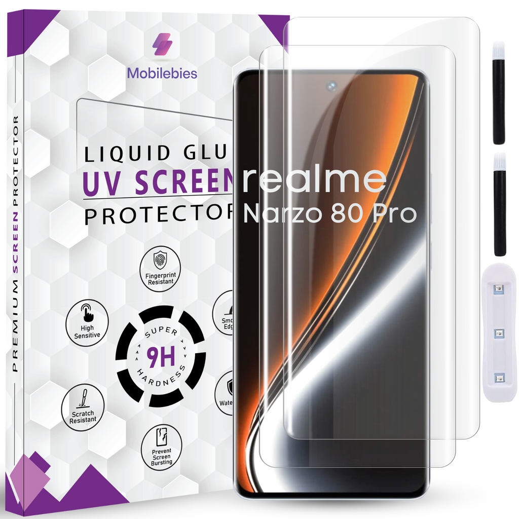 Tempered Glass For Realme Narzo 80 Pro Premium HD+ UV Glass Screen Protector Guard