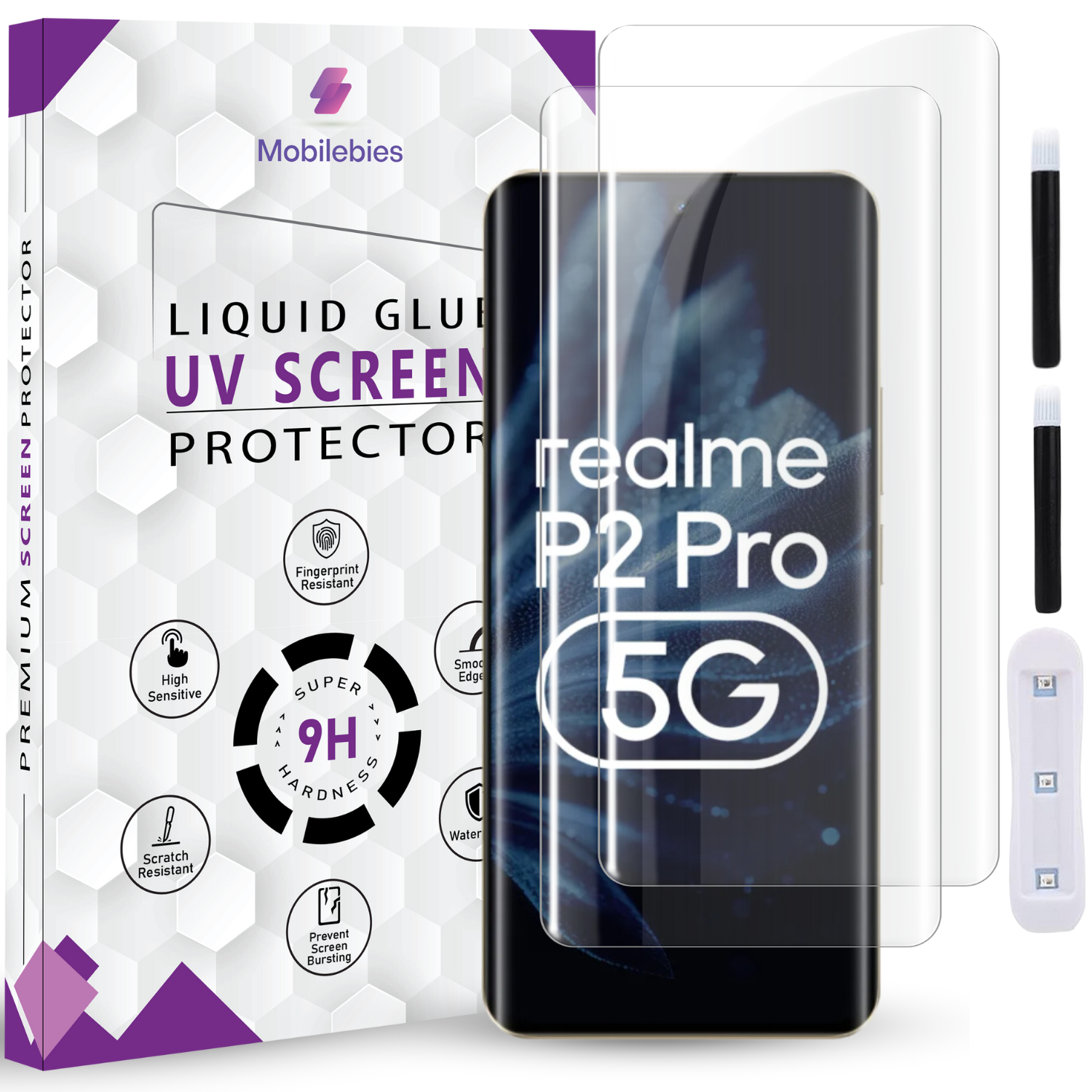 Tempered Glass For Realme P2 Pro Premium HD+ UV Glass Screen Protector Guard Secondary image