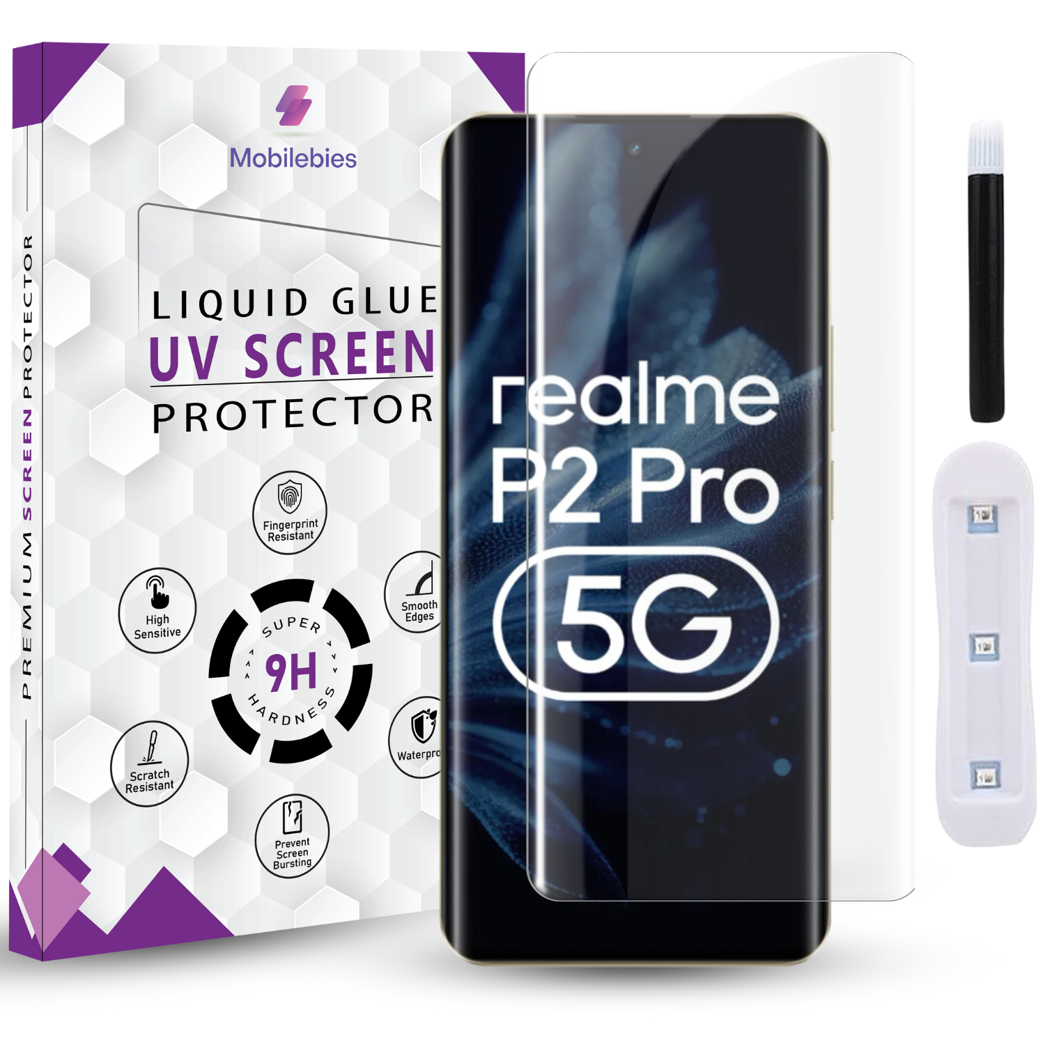 Tempered Glass For Realme P2 Pro Premium HD+ UV Glass Screen Protector Guard Main image