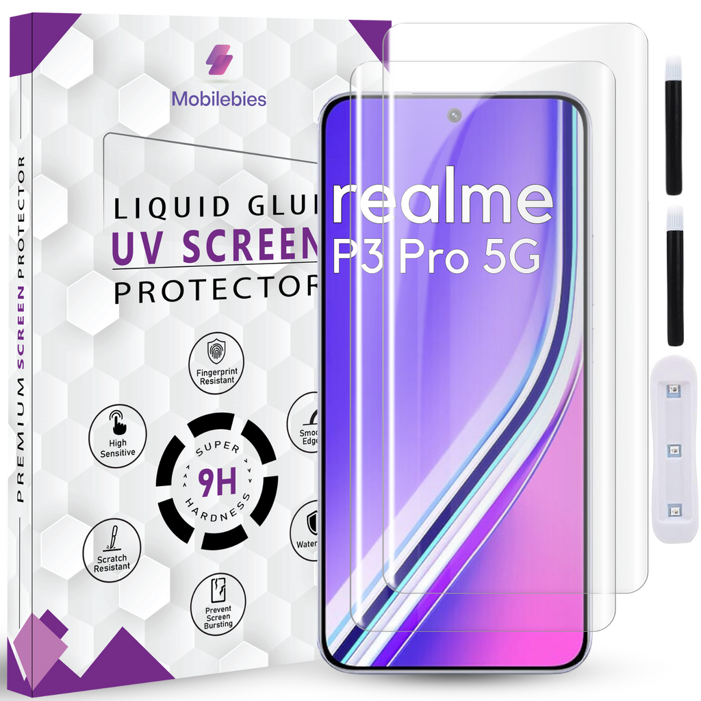 Tempered Glass For Realme P3 Pro Premium HD+ UV Glass Screen Protector Guard