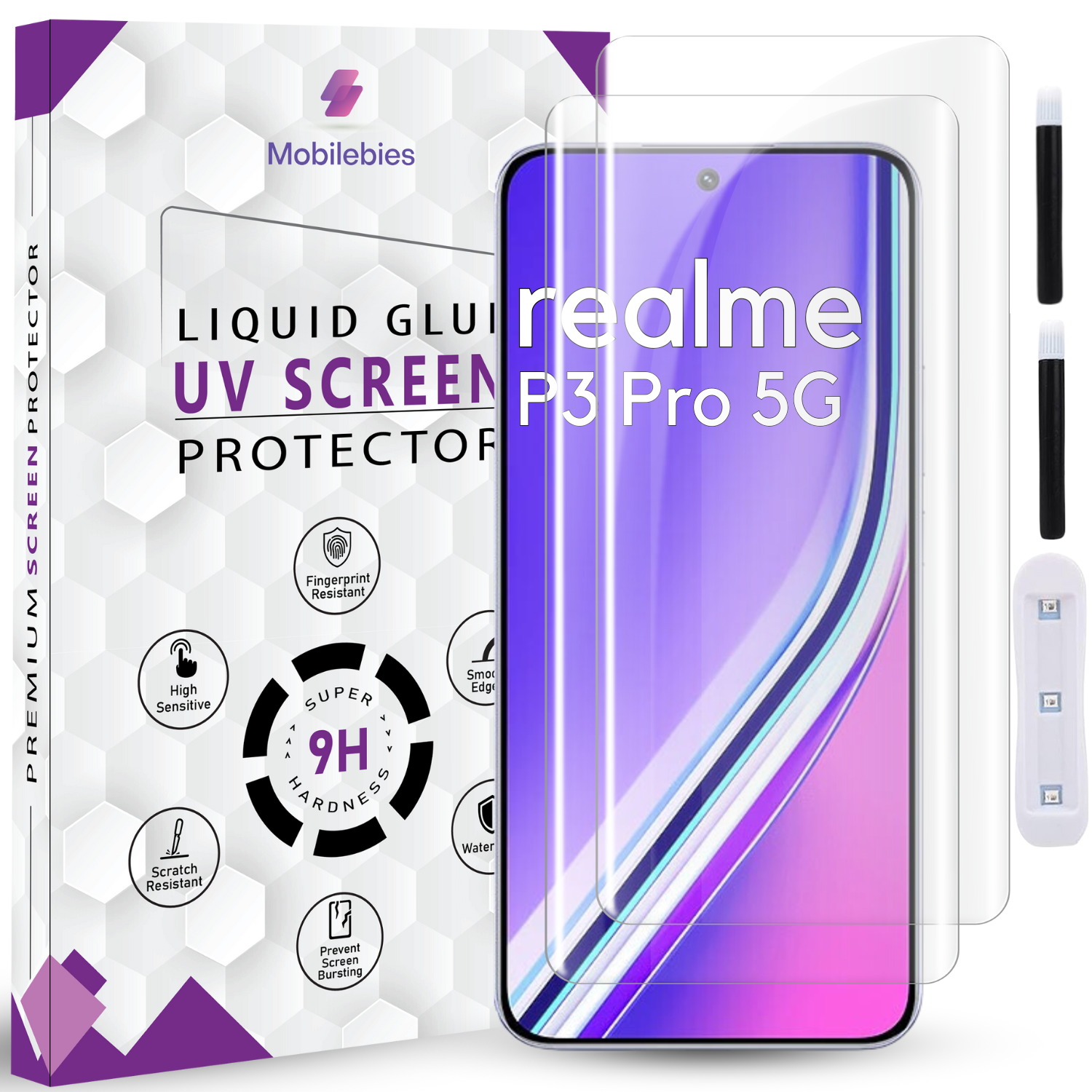 Tempered Glass For Realme P3 Pro Premium HD+ UV Glass Screen Protector Guard