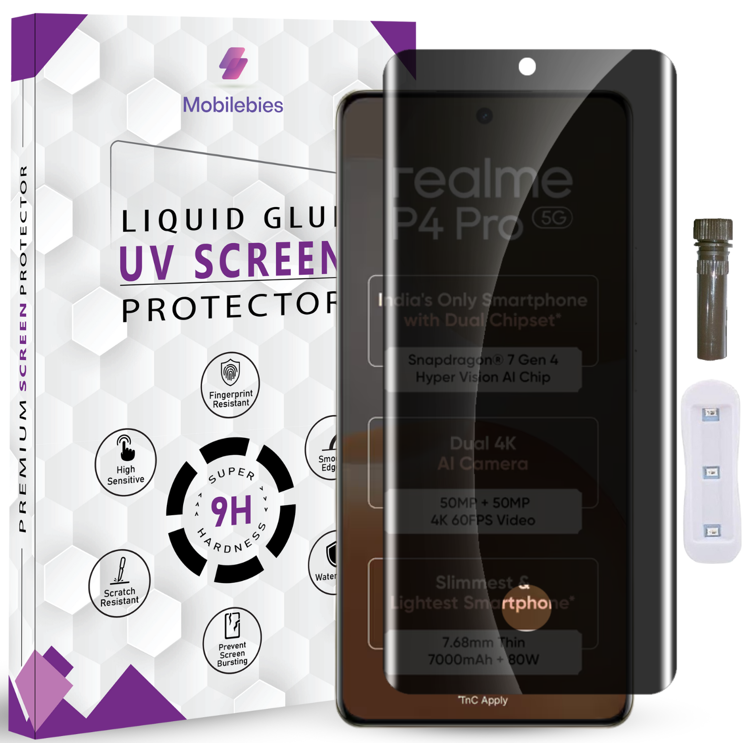 Mobilebies Realme P4 Pro 5G UV Privacy Tempered Glass Screen Protector Guard