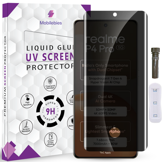 Mobilebies Realme P4 Pro 5G UV Privacy Tempered Glass Screen Protector Guard